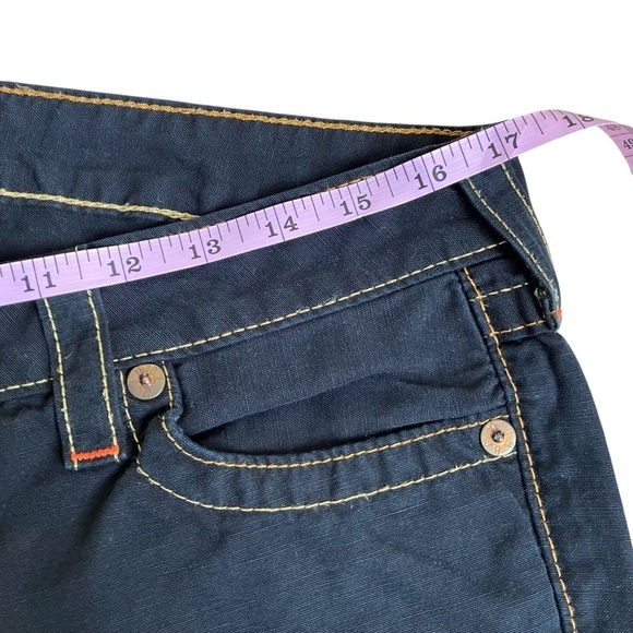 True Religion Vintage Y2K Linen Blend Capri Shorts Jorts Low Rise Flap Pockets - Picture 14 of 16